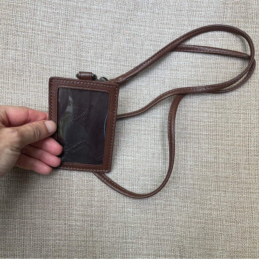Coach ID holder and lanyard, brown leather, never used, NWOT